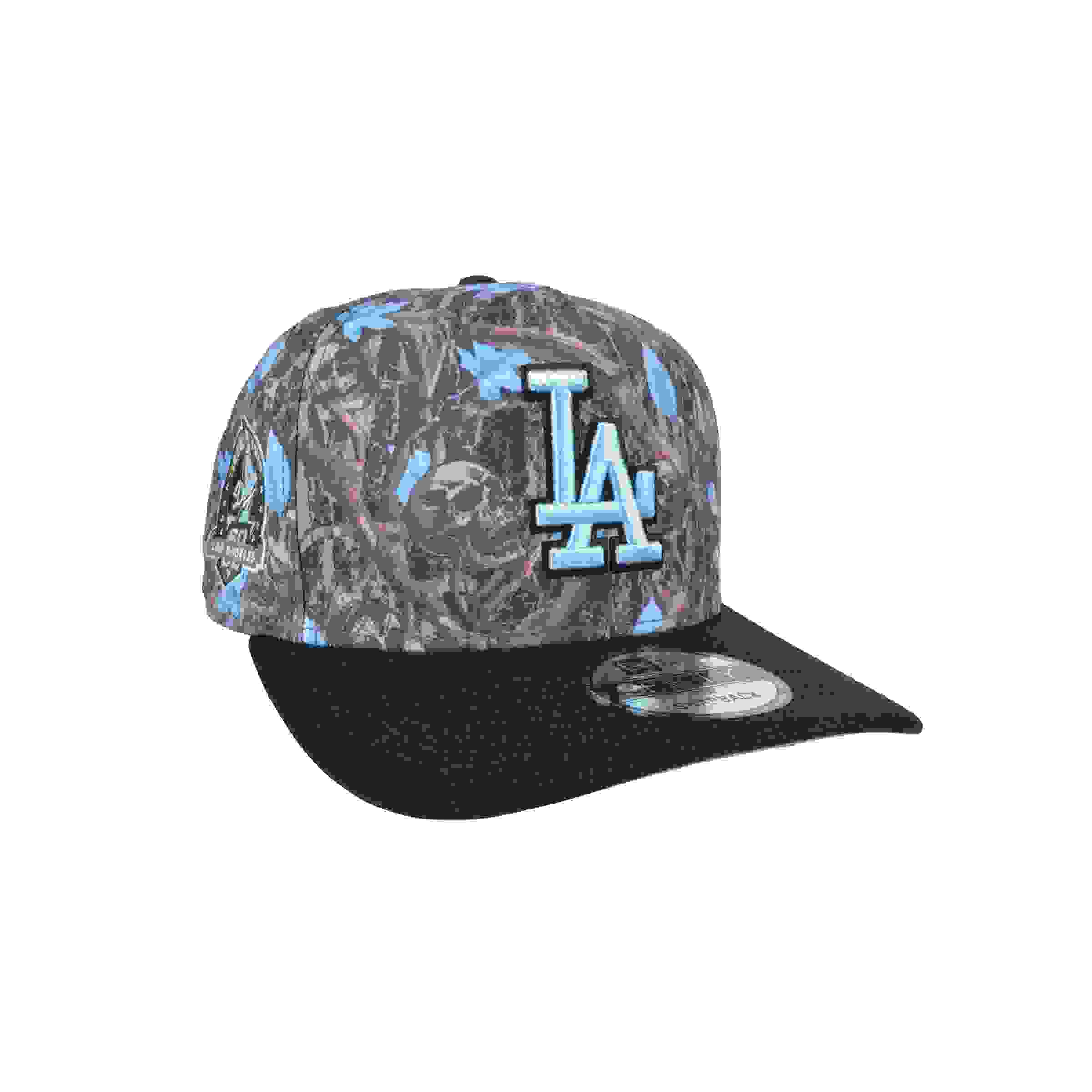 New Era Los Angeles Dodgers 9FIFTY A-Frame Skull Camo Light Blue Snapback Hat